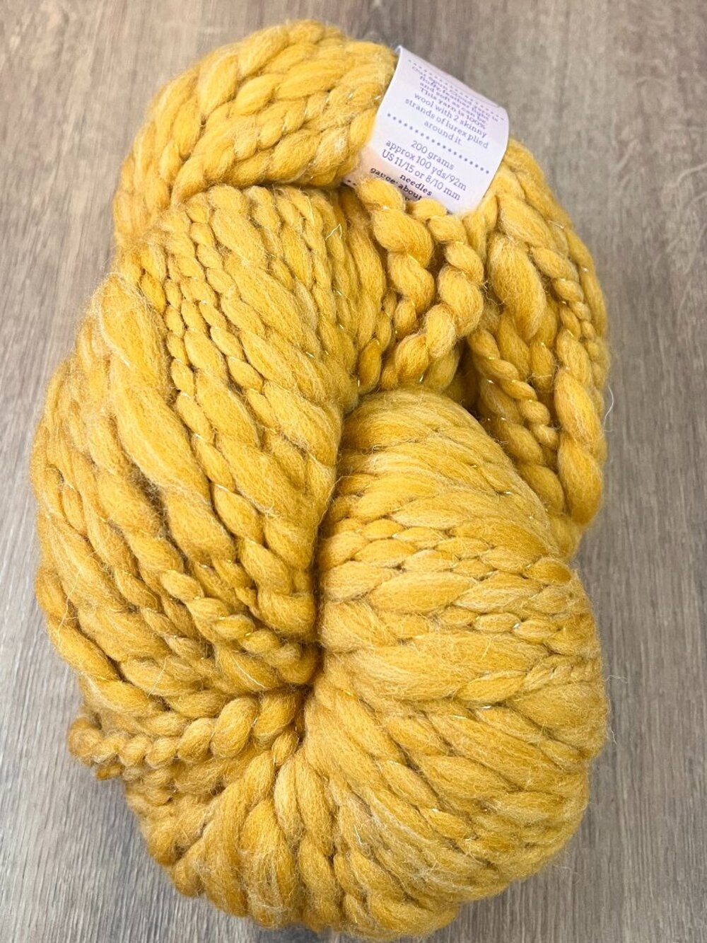 Knit Collage Natural Fiber Chunky Wool Yarn Mustard yellow Metallic Thread India